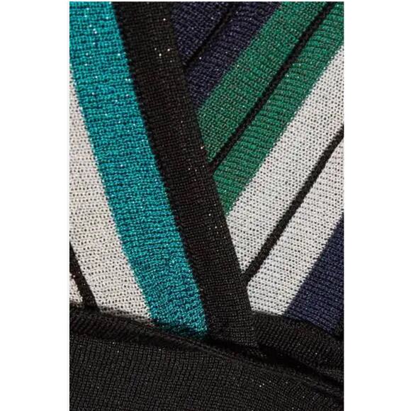 Diane von Furstenberg Cadenza Metallic Striped Sleeveless Wrap Dress Size M - Picture 5 of 12